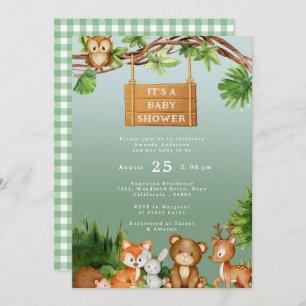 Cute Woodland Animals Personalized Baby Shower Invitation