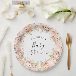 Cute Woodland Animals Personalized Name  Paper Plates