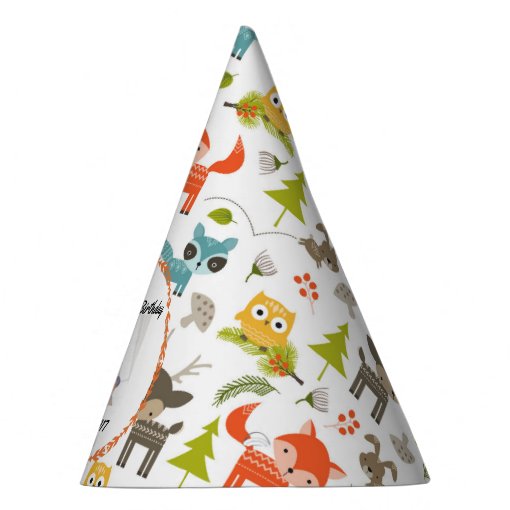 Cute Woodland Animals Personalized Photo Party Hat | Zazzle