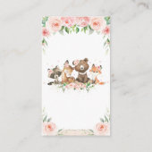 Cute Woodland Animals Pink Floral Diaper Raffle  Enclosure Card (Back)
