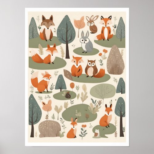 Cute Woodland Animals  Poster