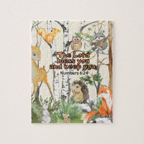 Cute Woodland Animals Scripture Jigsaw Puzzle