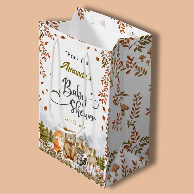 Cute Woodland Animals Thank You Baby Shower Medium Gift Bag (Creator Uploaded)