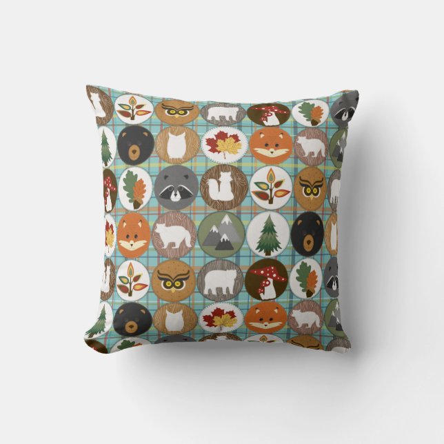 Cute Woodland Animals Throw Pillow (Front)