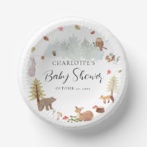 Cute Woodland Animals Watercolor Baby Shower Paper Bowls