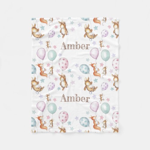 Cute woodland animals with balloons baby blanket