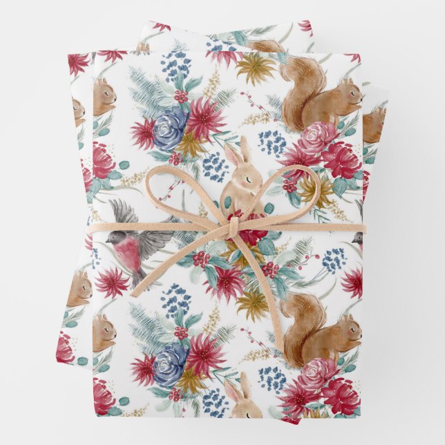 Cute Woodland Animals Wrapping Paper Sheets (In situ)
