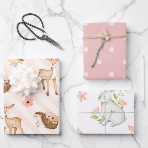 Cute Woodland Animals Wrapping Paper Sheets