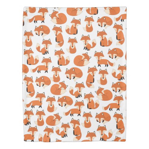 Cute Woodland Autumn Forest Fox Pattern Duvet Cover