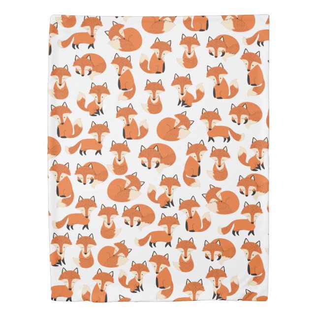 Cute Woodland Autumn Forest Fox Pattern Duvet Cover (Front)