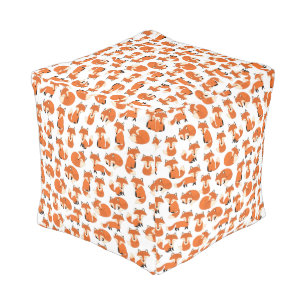 Cute Woodland Autumn Forest Fox Pattern Pouf
