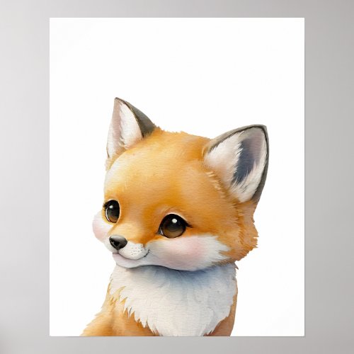 Cute woodland baby animal fox minimalist poster