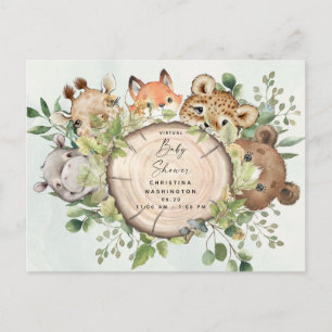 Cute Woodland Baby Animals Baby Shower by Mail  In Invitation Postcard