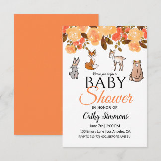 Cute Woodland Baby Animals  | Baby Shower Invitation