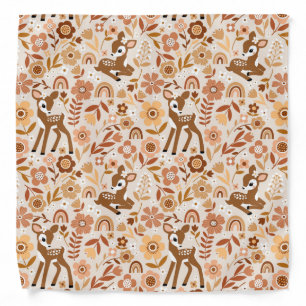 Cute Woodland Baby Deer Floral Pattern Bandana