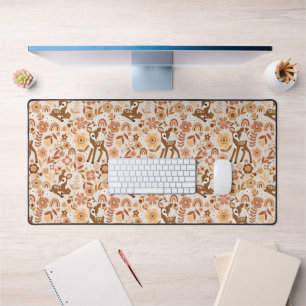Cute Woodland Baby Deer Floral Pattern Desk Mat