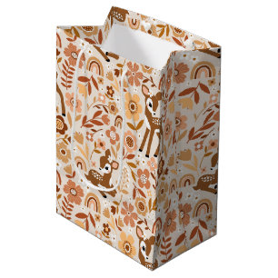 Cute Woodland Baby Deer Floral Pattern Medium Gift Bag