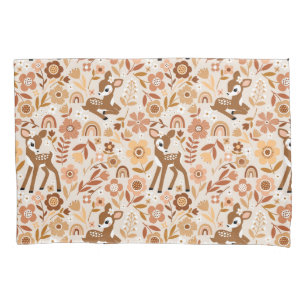 Cute Woodland Baby Deer Floral Pattern Pillow Case