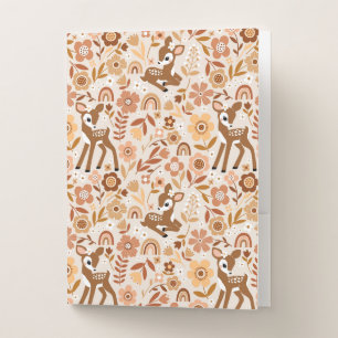 Cute Woodland Baby Deer Floral Pattern Pocket Folder