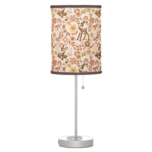 Cute Woodland Baby Deer Floral Pattern Table Lamp (Left)