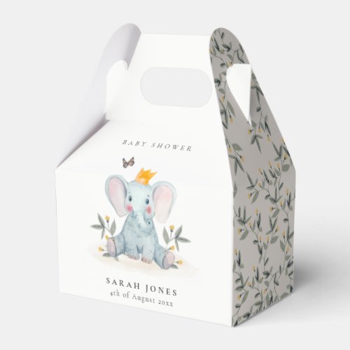 Cute Woodland Baby Elephant Foliage Baby Shower  Favor Boxes