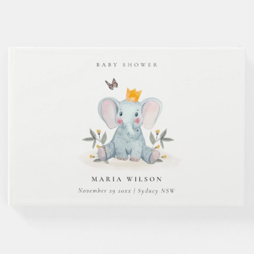 Cute Woodland Baby Elephant Foliage Baby Shower  Guest Book