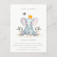 Cute Woodland Baby Elephant Foliage Baby Shower  Postcard