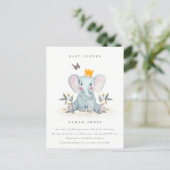 Cute Woodland Baby Elephant Foliage Baby Shower  Postcard (Standing Front)