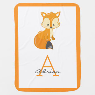 Cute Woodland Baby Fox Monogram Blanket