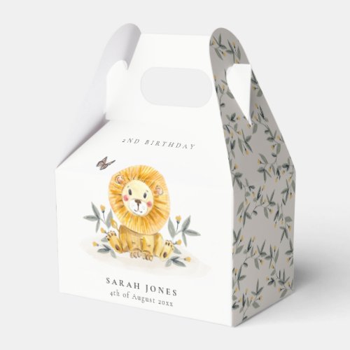 Cute Woodland Baby Lion Foliage Any Age Birthday Favor Boxes