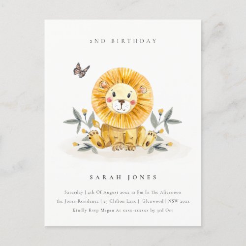Cute Woodland Baby Lion Foliage Any Age Birthday Postcard