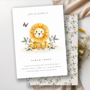 Cute Woodland Baby Lion Foliage Any Age Birthday Postcard