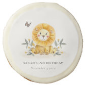 Cute Woodland Baby Lion Foliage Any Age Birthday Sugar Cookie (Front)