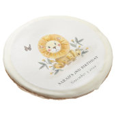Cute Woodland Baby Lion Foliage Any Age Birthday Sugar Cookie (Angled)