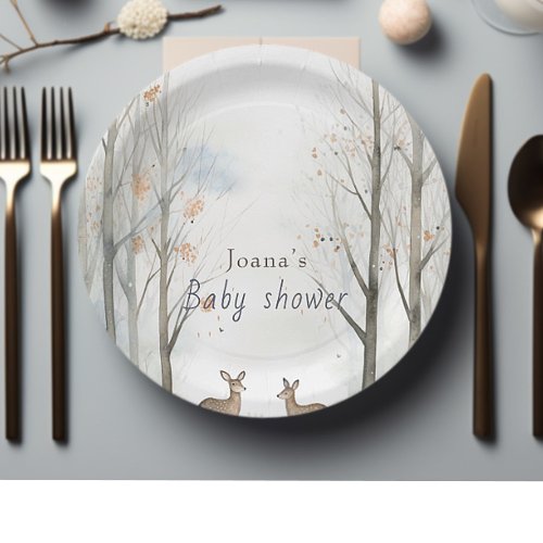 Cute woodland baby shower  paper plates