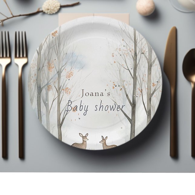 Cute woodland baby shower  paper plates (Creator Uploaded)
