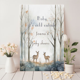 cute woodland baby shower poster