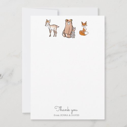 Cute Woodland  Baby Shower Thank You Card