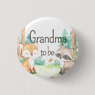 Cute Woodland Baby Shower Theme Grandma to Be Button
