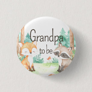 Cute Woodland Baby Shower Theme Grandpa to Be Button