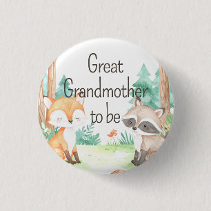 Cute Woodland Baby Shower Theme Great Grandmother Button
