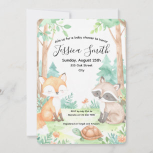 Cute Woodland Baby Shower Theme Invitation