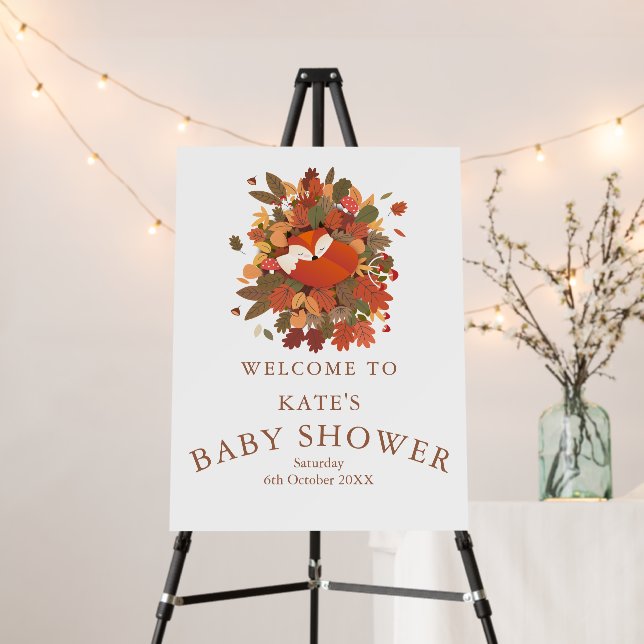 Cute Woodland Baby Shower Welcome Sign (In Situ (Stand))