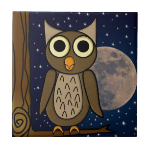 Cute Woodland Bird Artwork Ceramic Tile