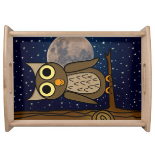 Cute Woodland Bird Artwork Serving Tray