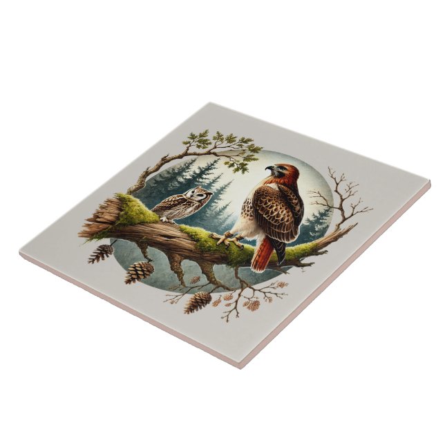 Cute woodland bird lovers ceramic tile (Side)