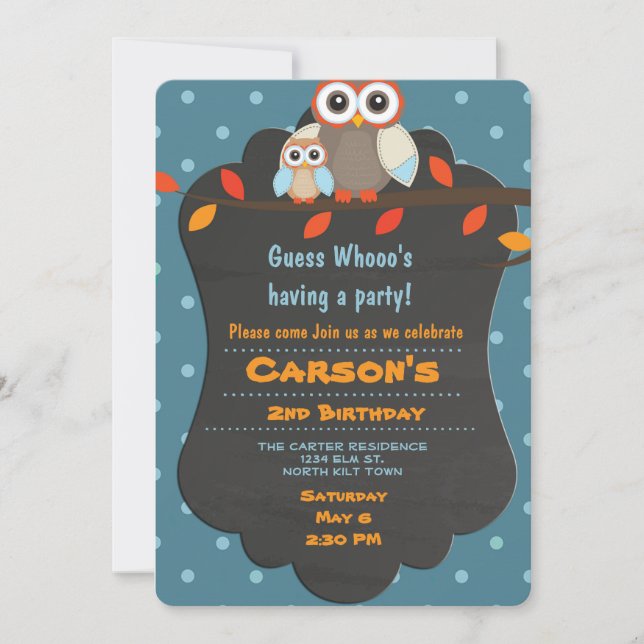 Cute Woodland Birthday Owl Invitation (Front)