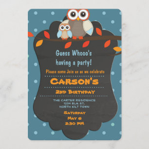Cute Woodland Birthday Owl Invitation