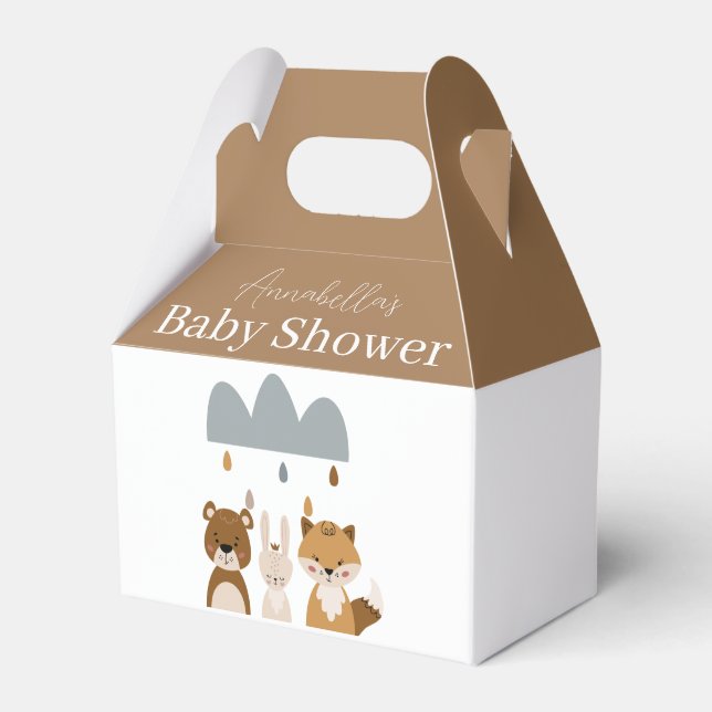 Cute Woodland Boho Animals Baby Shower Favor Boxes (Front Side)