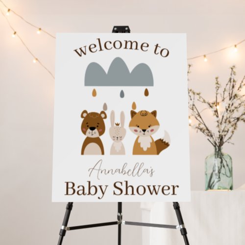 Cute Woodland Boho Animals Baby Shower Foam Board